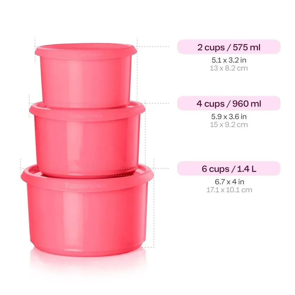 NEW Tupperware one touch canister set flamingo pink set of 3